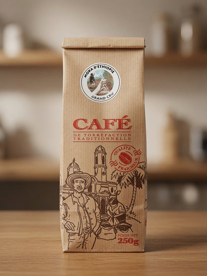 Sachet de café Éthiopie Moka Grand Cru torréfié artisanalement à Tonneins par la Brûlerie du Cellier Saint-Jacques